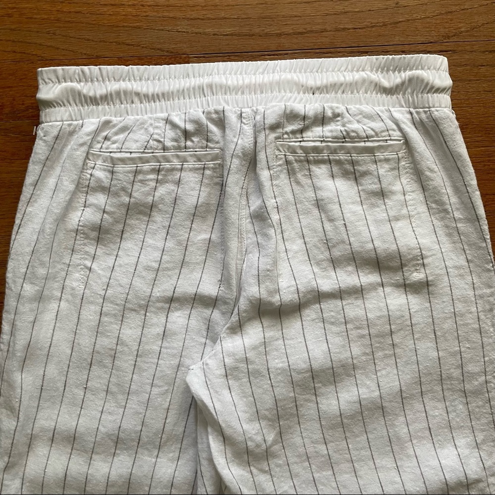 Athleta Bali White Silver Gray Striped Crop Pants size 10 T - Picture 7 of 12
